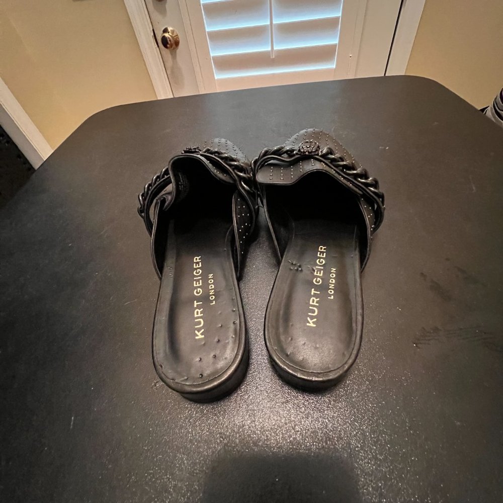 Kurt Geiger London black Chelsea studded leather flat mules - Picture 7 of 12